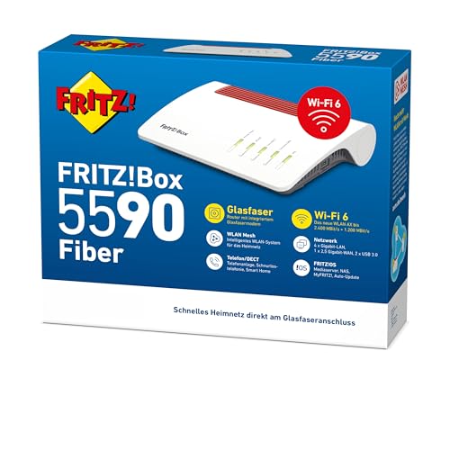 FRITZ!Box 5590 Fiber – Glasfaser-Router mit Wi-Fi 6, Mesh & 2.5-Gigabit-LAN