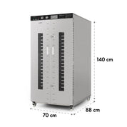 Klarstein Dörrautomat Edelstahl – 4.000-W-Dörrgerät, 48 Edelstahl-Einlegeböden, 30–90 °C, 24-Stunden-Timer, 6 Ventilatoren, 2 Trockenkammern, 50–55 dB, ideal für Obst, Gemüse, Fleisch, Kräuter, Silber