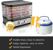 Dehydrator Dehydrator with Temperature Control, 8 Levels Removable Dehydrator, Temperature Control 35-70°C for Meat, Fruits, Vegetables and Nuts, 400 W, Button, BPA-Free