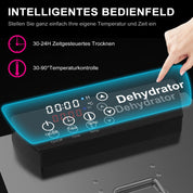 Lecon Dehydrator Stainless Steel Dehydrator Food 30-90°C, 24-Hour Timer Dehydrator for Food, Meat, Fruit, Vegetable Dryer, Fruit Dryer, Dehydrator with Apron, Sealed Tank (8 Levels)