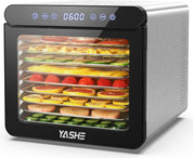 YASHE Stainless Steel Dehydrator with Digital Control (Temperature up to 75°C, Timer up to 48 Hours), 9 Trays Dehydrator for Fruit and Vegetables, Rear Fan for 360° Air Circulation, 800 W