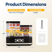 VIVOHOME Dörrautomat mit 8 Einlegefächern 400W BPA frei Dörrgerät mit Temperaturregler von 35°C bis 70°C inkl.72H Timer und Rezept für Fleisch,Obst,Haustier-Leckereiene