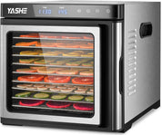 Edelstahl Dörrautomat, 1000W Dörrgerät für Obst und Gemüse mit LED-Anzeige, präziser Temperaturregelung (35-75°C), 48-Stunden-Timer, 9 Edelstahlschalen, 2 Maschensiebe, 1 Schale für Obstrollen