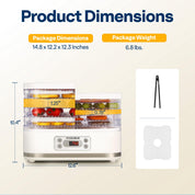 VIVOHOME Dörrautomat mit 8 Einlegefächern 400W BPA frei Dörrgerät mit Temperaturregler von 35°C bis 70°C inkl.72H Timer und Rezept für Fleisch,Obst,Haustier-Leckereiene