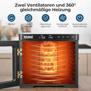 Edelstahl Dörrautomat, 1000W Dörrgerät für Obst und Gemüse mit LED-Anzeige, präziser Temperaturregelung (35-75°C), 48-Stunden-Timer, 9 Edelstahlschalen, 2 Maschensiebe, 1 Schale für Obstrollen